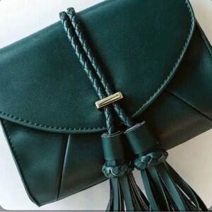Chic Dark Green Tassel Clutch or handbag comes with matching scarf